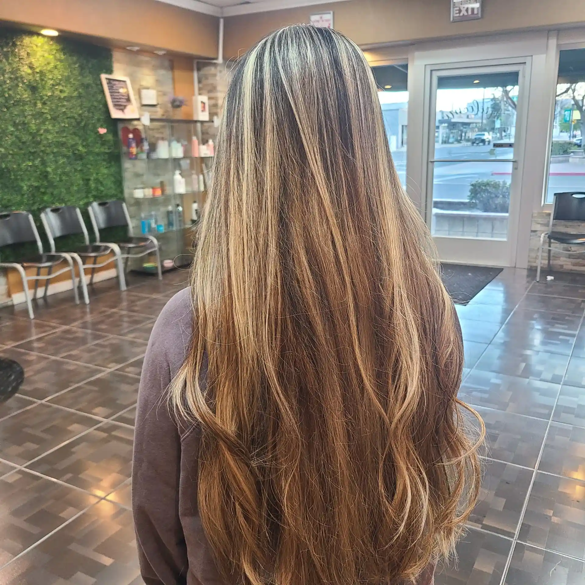 Caramel balayage on long hair